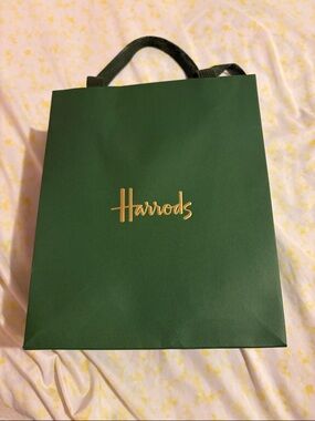 Harrods Emerald Green Bag with Gold Script